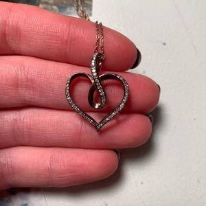Rose gold heart necklace- real diamonds!